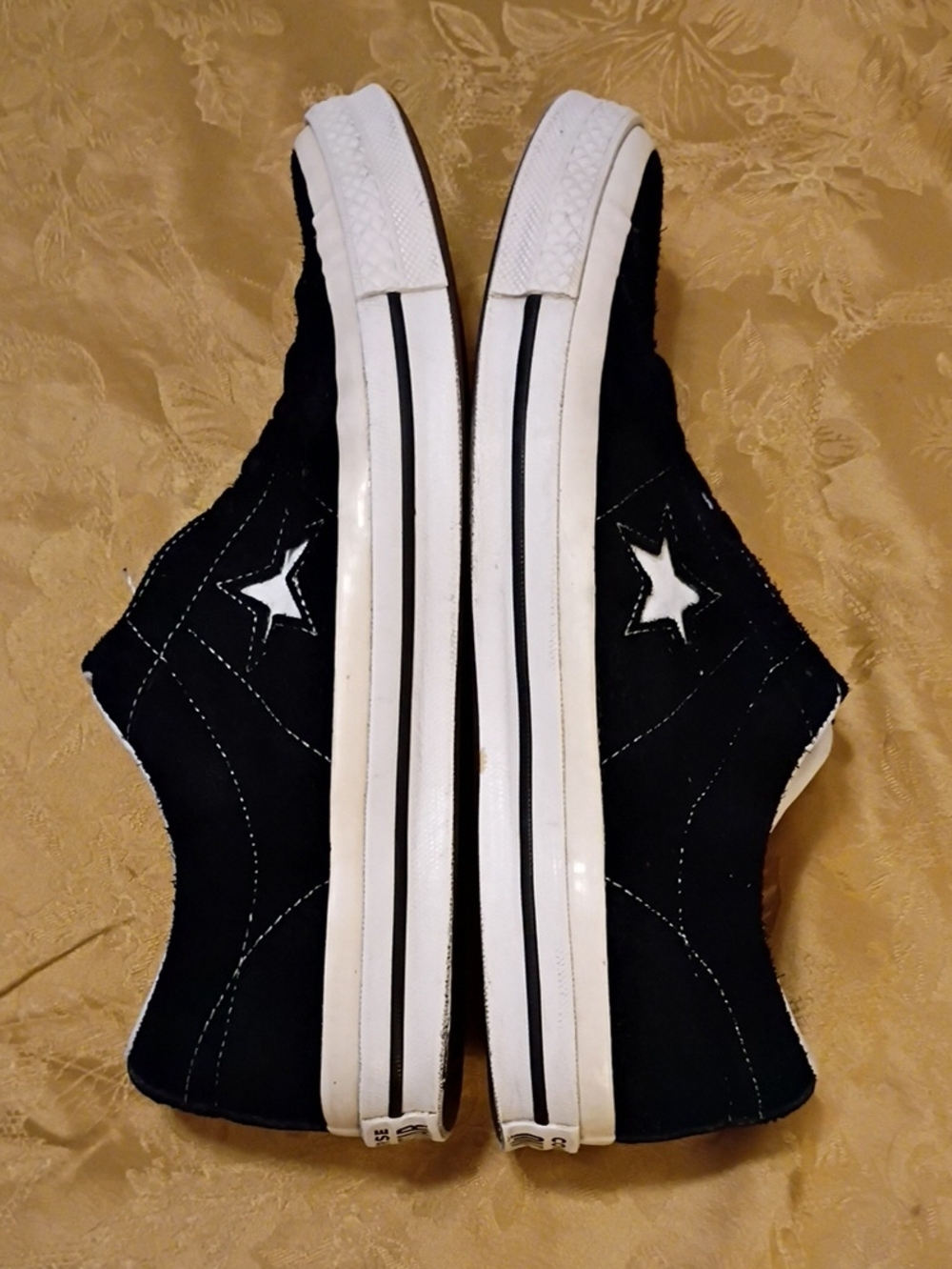 CONVERSE Black Suede Sneakers with White Star Accent Men's 10.0 Women's 12.0 - Picture 9 of 12